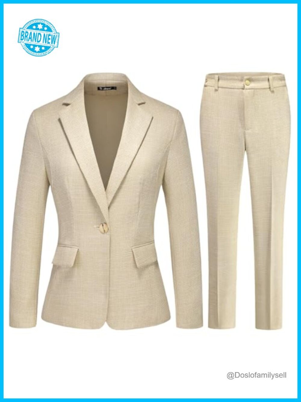 Women's 2 Piece Plaid Pants Suit Set Blazer Business Casual